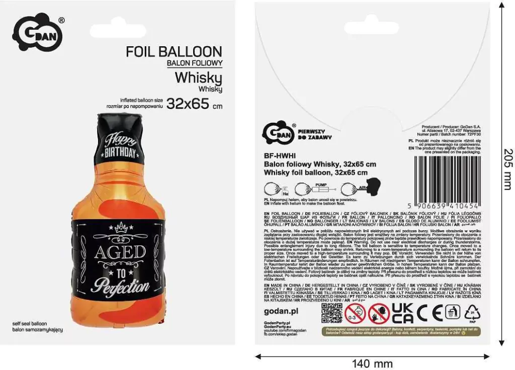 Balon foliowy Whisky 32x65cm - tantis.pl