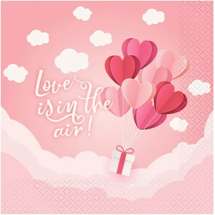 Serwetki Love różowe 33x33cm 20szt - tantis.pl