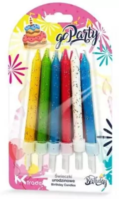 Świeczki urodzinowe kolorowe z brokatem