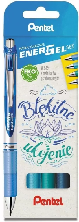 Zestaw Błękitne Ukojenie. 4 Pióra Kulkowe Energel - tantis.pl