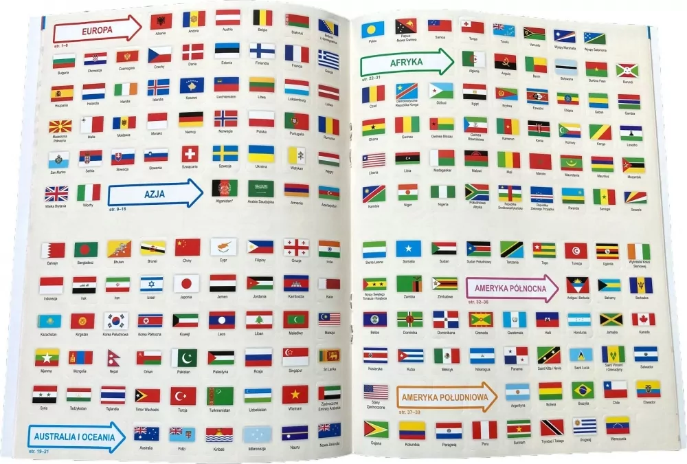 Kolorowanka z naklejkami. Flagi - tantis.pl