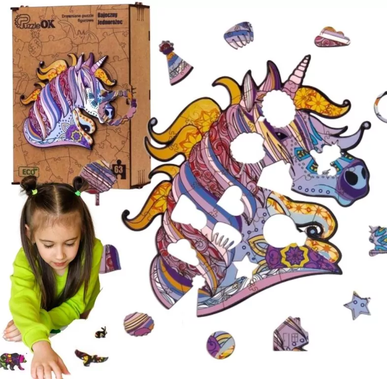 Puzzle drewniane eko 63. Bajeczny jednorożec - tantis.pl