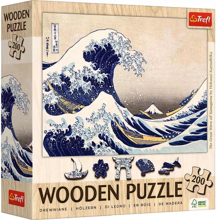 Trefl. Puzzle drewniane 200. Wielka Fala w Kanagawie - tantis.pl