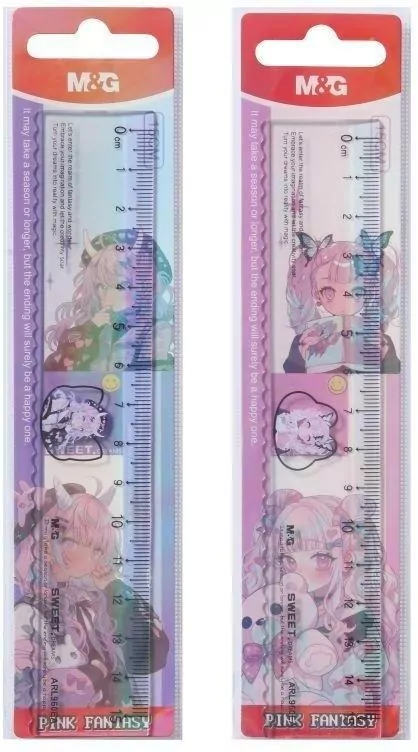 Linijka plastik Manga Pink Fantasy 15cm mix M&G - tantis.pl