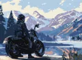 Malowanie po numerach -Motocyklista w górach 30x40 - tantis.pl