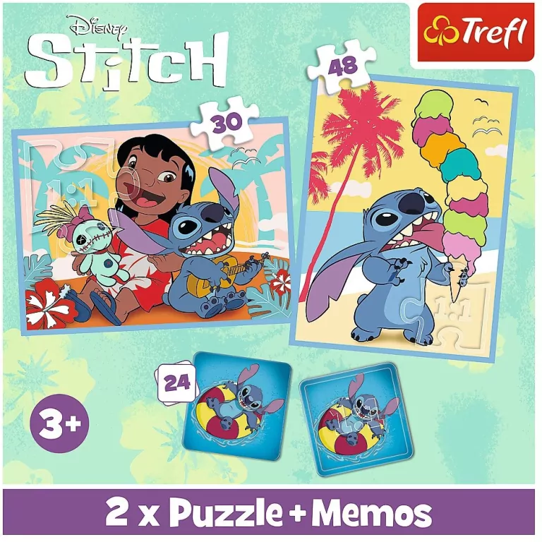 Trefl. Puzzle 2w1 + memos. Wesoły dzień Lilo&Stitch - tantis.pl