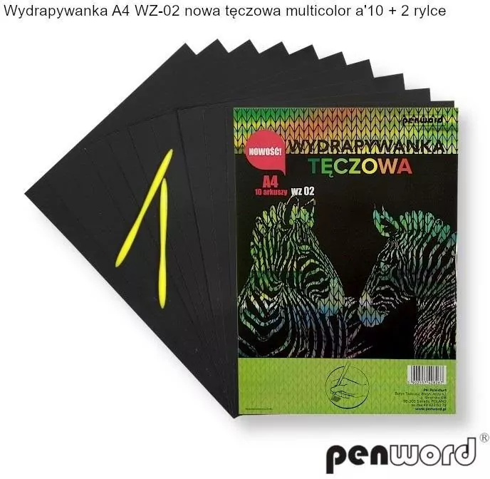 Wydrapywanka tęczowa A4 (10 arkuszy) multikolor + 2 rylce - tantis.pl