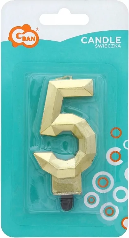 Świeczka Cyfra 5 Diament 7.6cm - tantis.pl