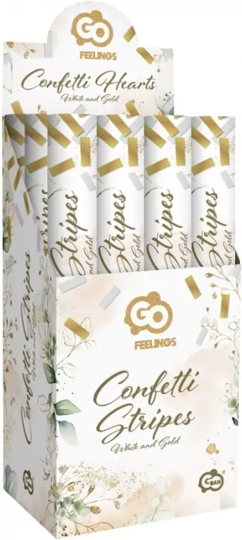 Konfetti pneumatyczne Złoto-białe paski - tantis.pl