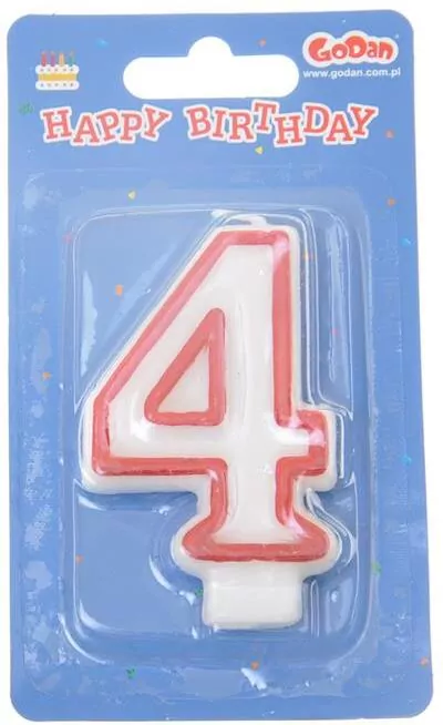 Świeczka 4 czerwony kontur 7cm - tantis.pl