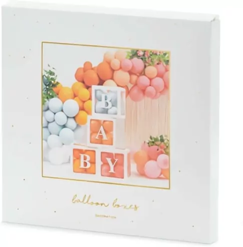 Pudełka na balony BABY białe 30x30cm 4szt - tantis.pl