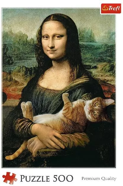 Puzzle 500. Mona Lisa i kot Mruczek. 37294 - tantis.pl