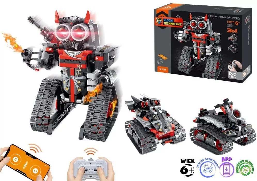 Klocki techniczne 3w1 robot auto czerwony - tantis.pl