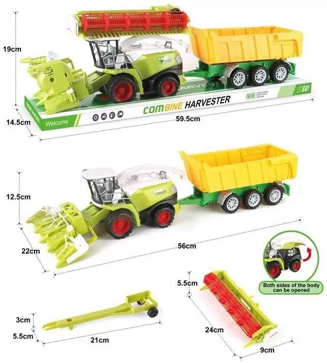 Zestaw kombajnów z czerwoną przyczepą - tantis.pl