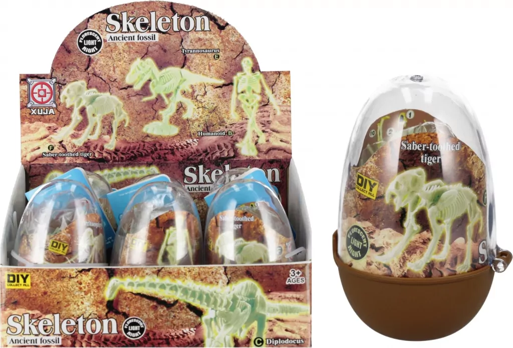 DINOZAUR SZKIELET FLUORESC W JAJKU 11CM MC 6/288 - tantis.pl