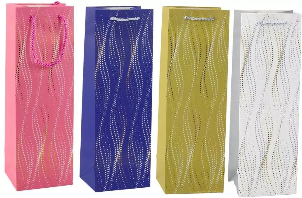 Torebka prezentowa na butelkę 35x12x9 MIX - tantis.pl