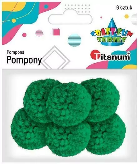 Pompony włóczkowe 3cm zielone - tantis.pl