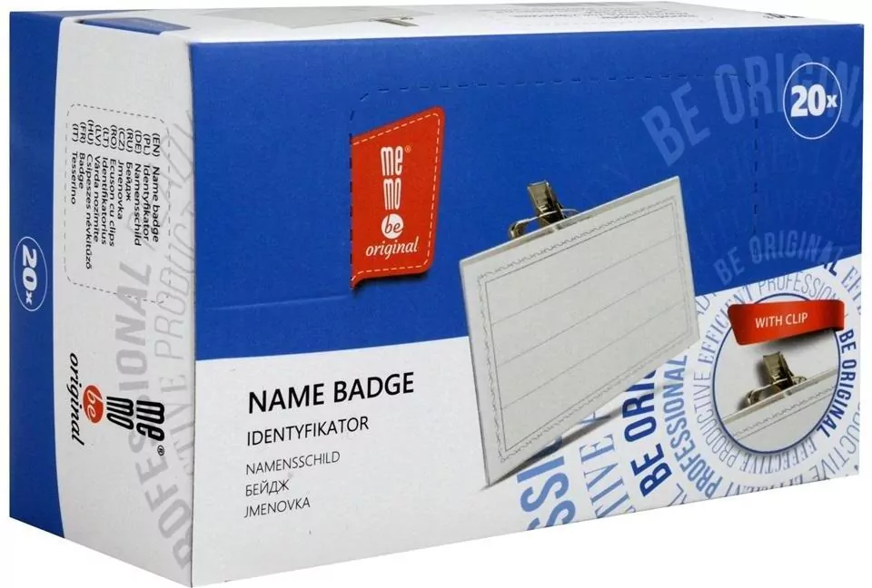 Identyfikator z klipsem (20szt) MemoBe - tantis.pl