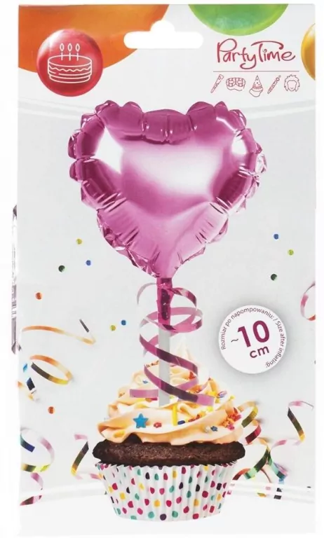 Balon foliowy na patyczku serce różowy - tantis.pl