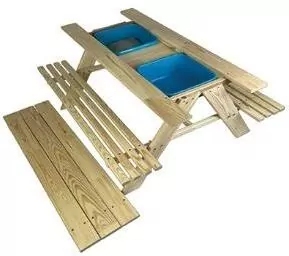 Drewniany zestaw ogrodowy stolik + 2 ławeczki - tantis.pl