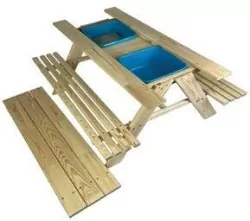 Drewniany zestaw ogrodowy stolik + 2 ławeczki