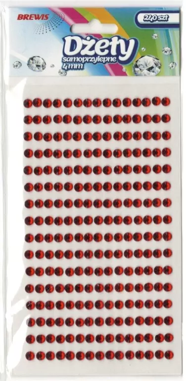 Dżety samoprzylepne. Czerwone 4mm - tantis.pl
