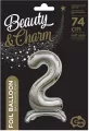 Balon foliowy 2, stojący, srebrny, 74 cm - tantis.pl
