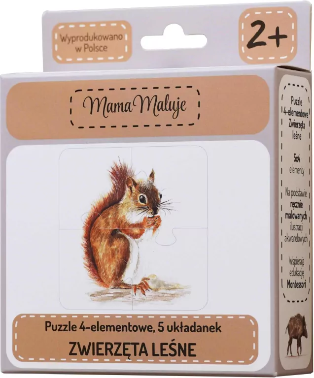 Mama Maluje. Puzzle 4-elementowe. Zwierzęta leśne - tantis.pl