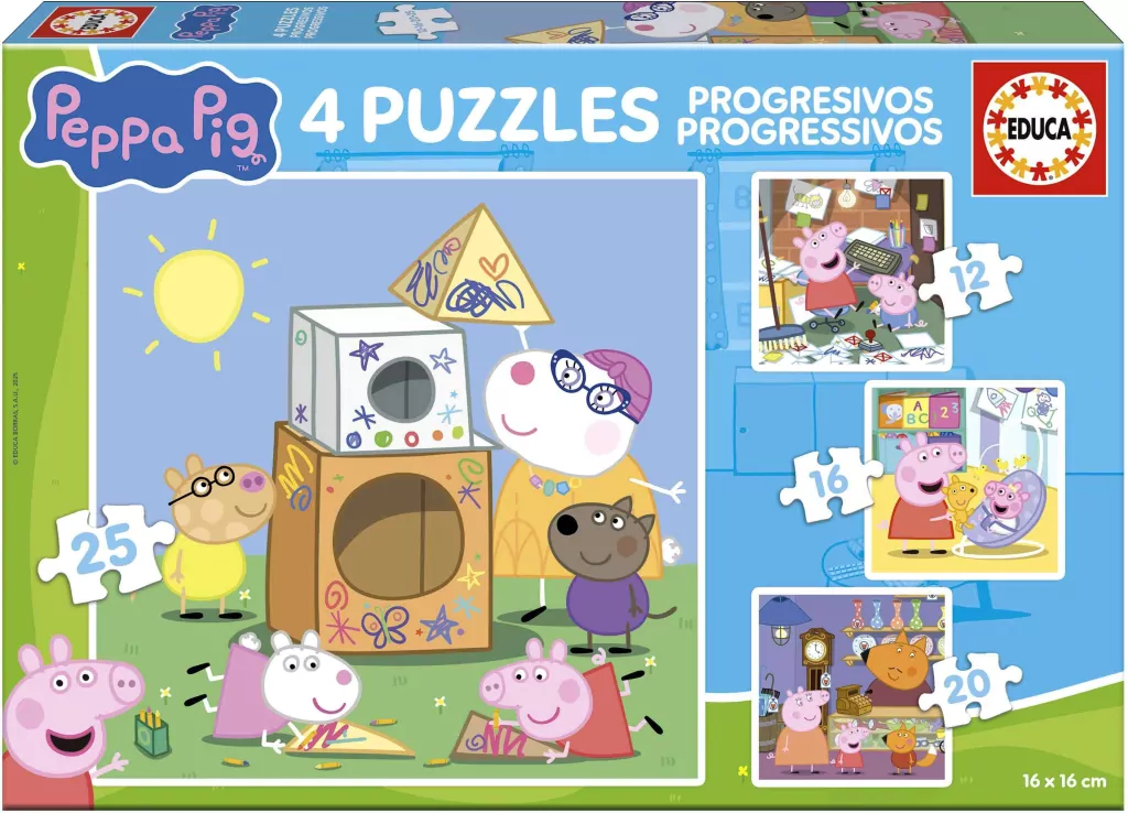 Puzzle 12 + 16 + 20 + 25 Świnka Peppa - tantis.pl