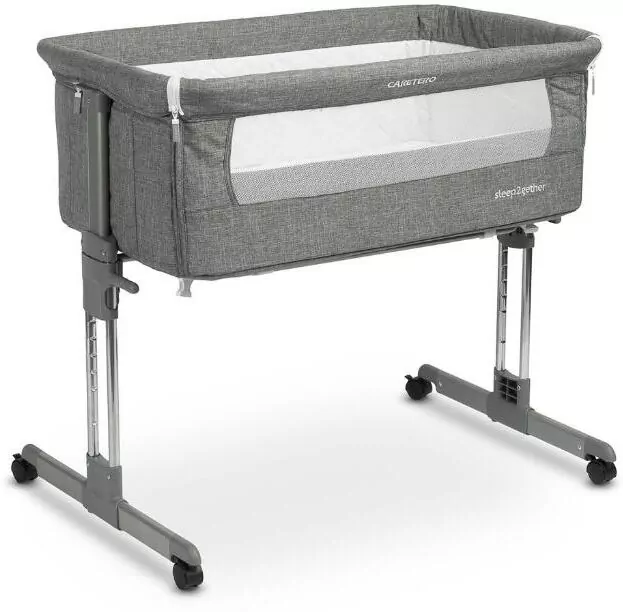 Caretero Łóżeczko dostawne Sleep2gether grafitowe - tantis.pl