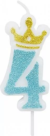 Świeczka 4 niebieska 6,8cm PARTY GO - tantis.pl