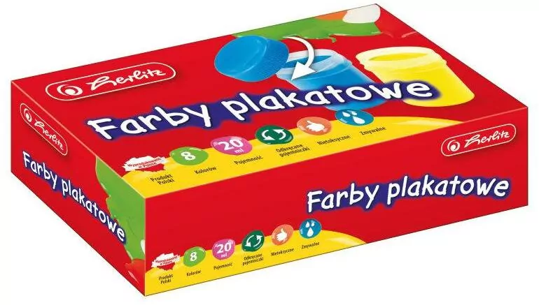 Farby plakatowe 8 kolorów x 20ml - tantis.pl