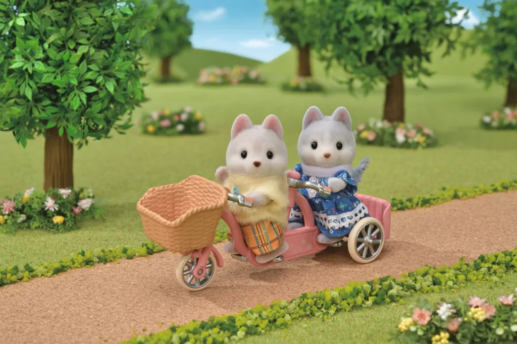 Sylvanian Families. Tandem na rowerze. Pieski Husky. Zestaw z figurkami - tantis.pl