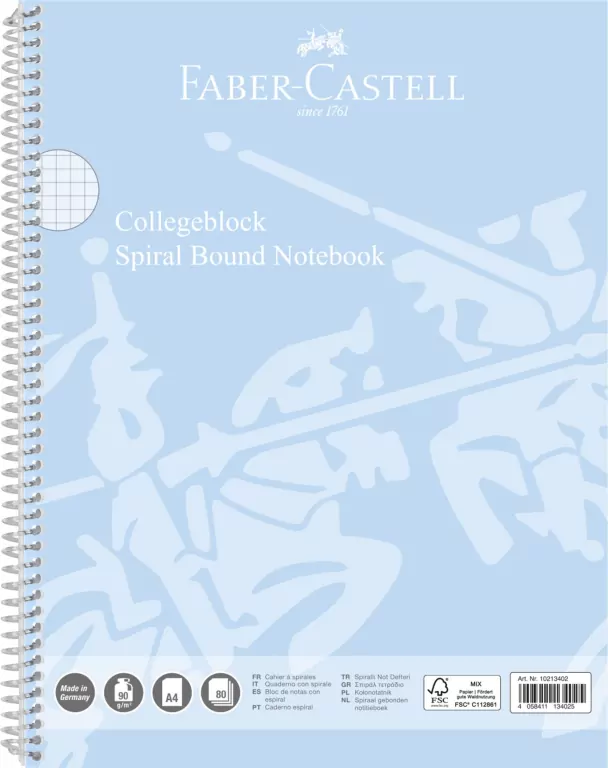 Kołonotatnik A4 Faber-Castell 80 k. w kratkę błekitny - tantis.pl