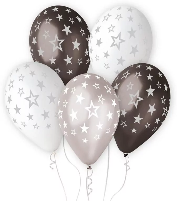 Balony Gemar Hel gwiazdy srebrne 33cm - tantis.pl