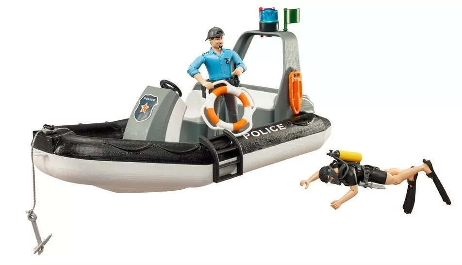 Policyjna łódź motorowa z figurką policjanta - tantis.pl