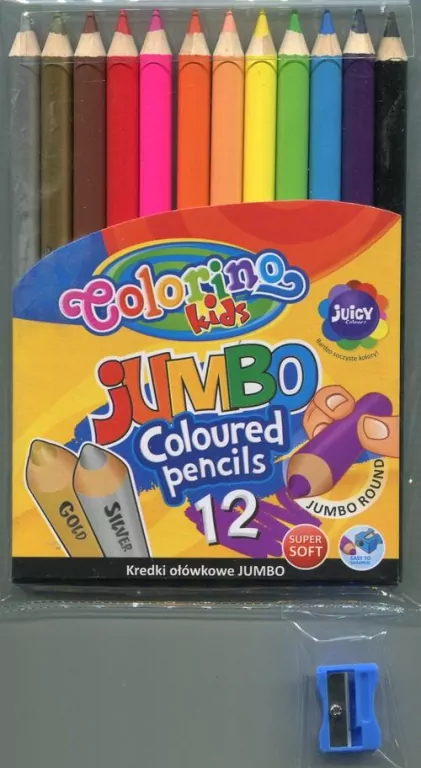 Kredki ołówkowe Colorino okrągłe Jumbo 12 kolorów + temperówka - tantis.pl