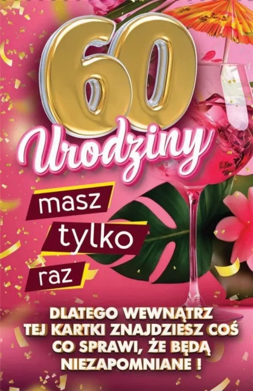 Karnet Urodziny z nakładką na butelkę 60 - tantis.pl