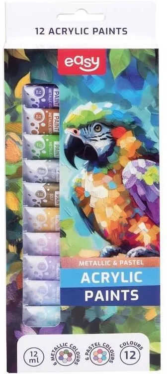 Farby akrylowe 12 kolorów EASY - tantis.pl