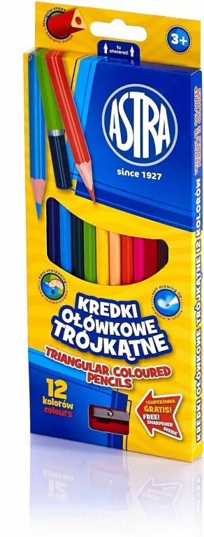 Kredki ołówkowe trójkątne. 12 kolorów - tantis.pl