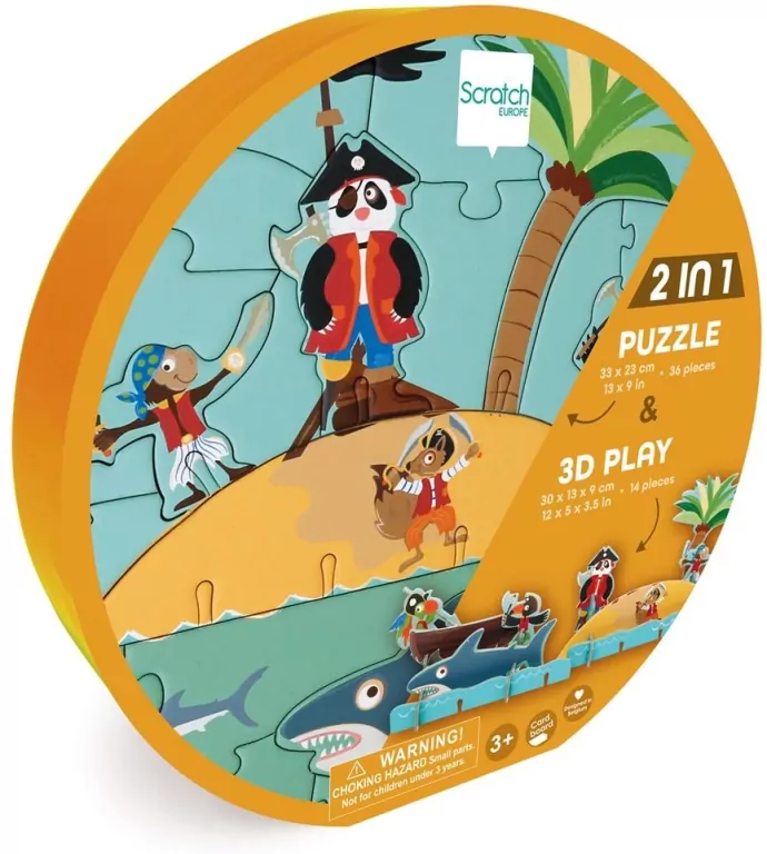 Puzzle 2w1 2D i 3D scenografia Piraci - tantis.pl