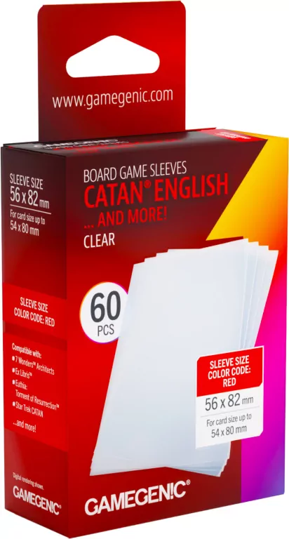 Gamegenic: Board Game Sleeves - Catan English (56x82 mm) - Clear - 60 sztuk - tantis.pl
