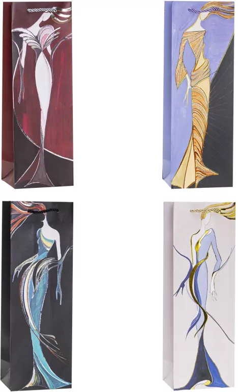 Torebka ozdobna na butelkę 12x35x9cm mix ROZETTE. 1 sztuka - tantis.pl