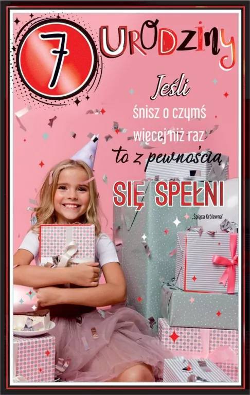 Kartka okolicznościowa Urodziny 7 dziewczynka - tantis.pl