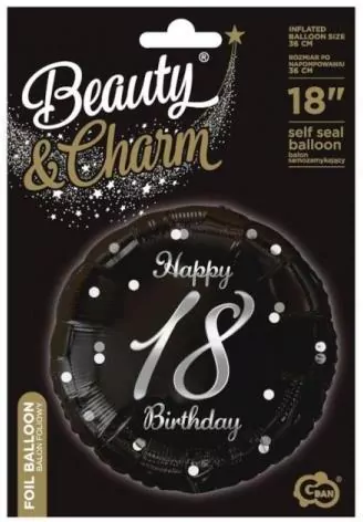 Balon foliowy B&C Happy 18 Birthday 45cm - tantis.pl