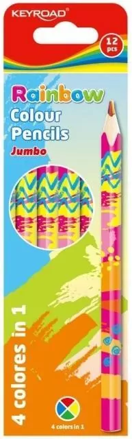 Kredki ołówkowe trójkątne tęczowe 12 sztuk mix kolorów - tantis.pl