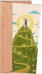 Karnet DL z drewnianą kopertą. Ślub, Wzgórze miłości