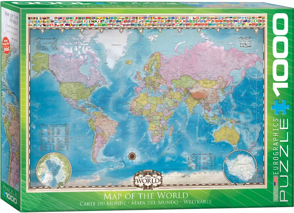 Puzzle 1000. Mapa świata 6000-0557 - tantis.pl
