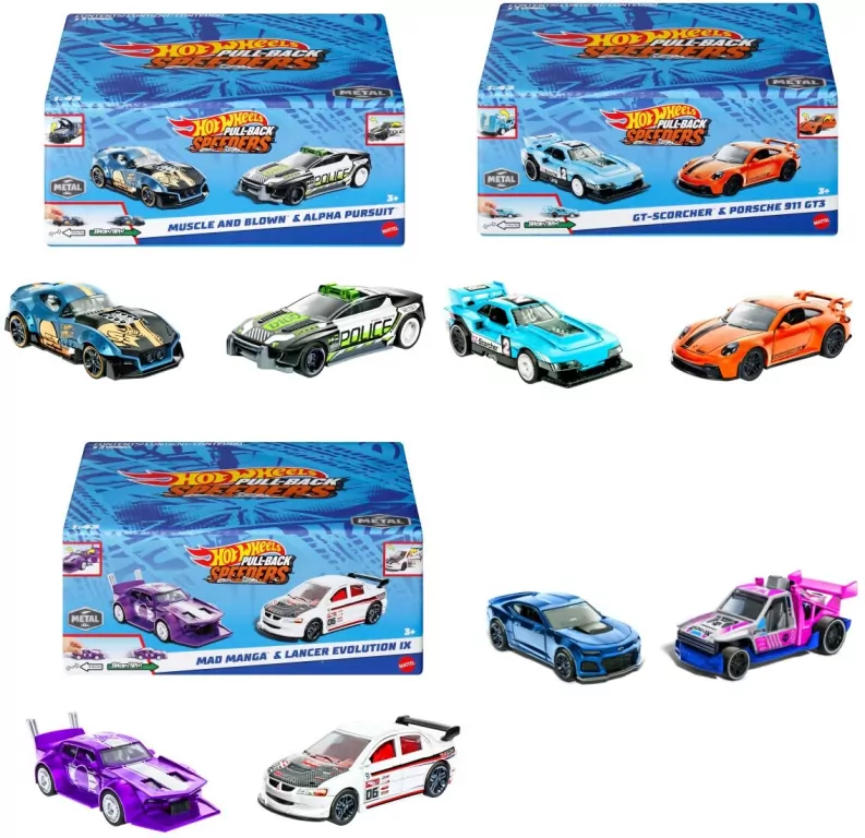 Hot Wheels Pull-Back Speeders Zestaw 2 pojazdy - tantis.pl