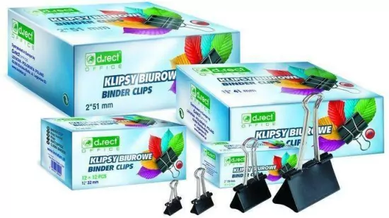 Klipsy biurowe 25mm, 12 sztuk